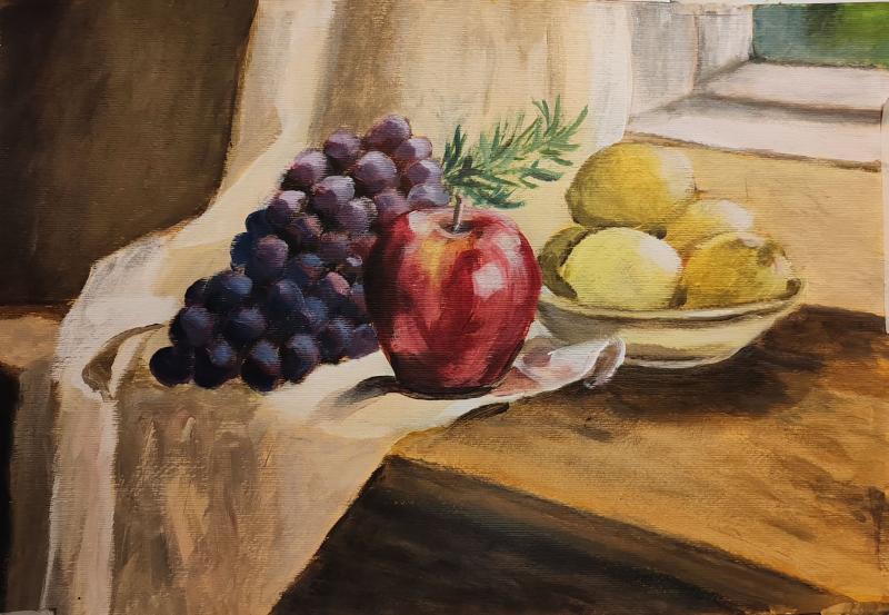 Reija Islander, Asetelma, akryyli paperille, 40x50cm, v.2026