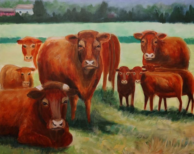 Reija Islander, 3+3-3, akryyli kankaalle, 80x100cm, v.2025