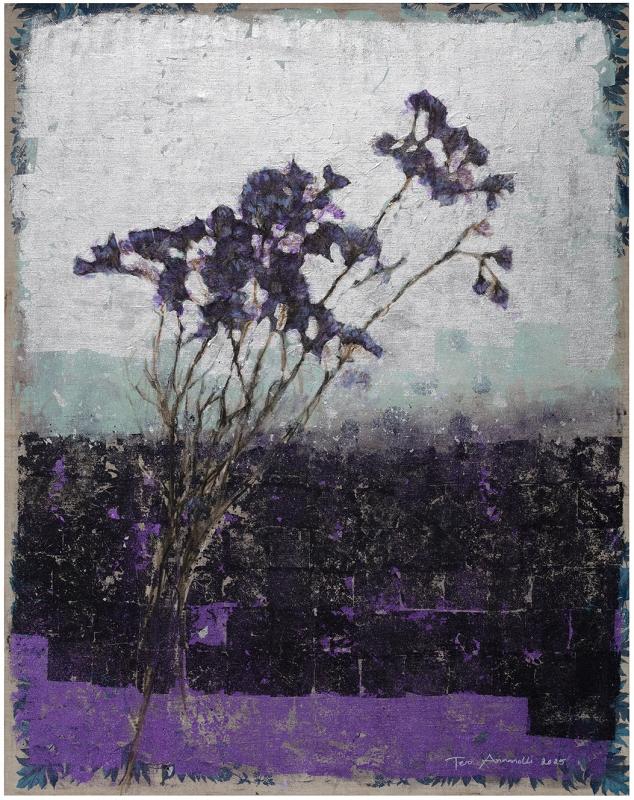 Lumisade, 143 x113 cm, pullotussi, akryyli, lehtimetalli pöytäliinakankaalle 2025