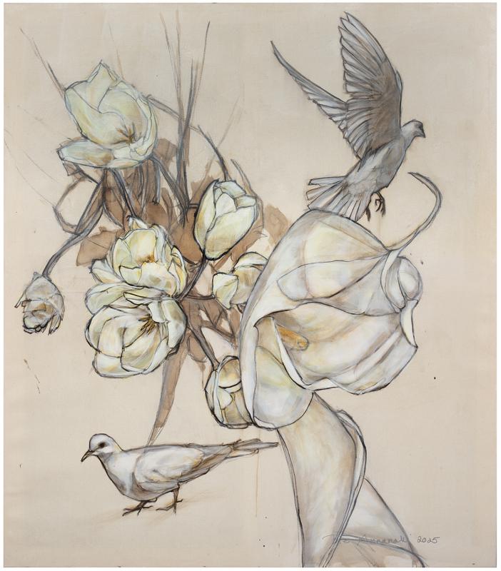 Rukous, 160x140 cm,  pullotussi, akryyli kankaalle 2025