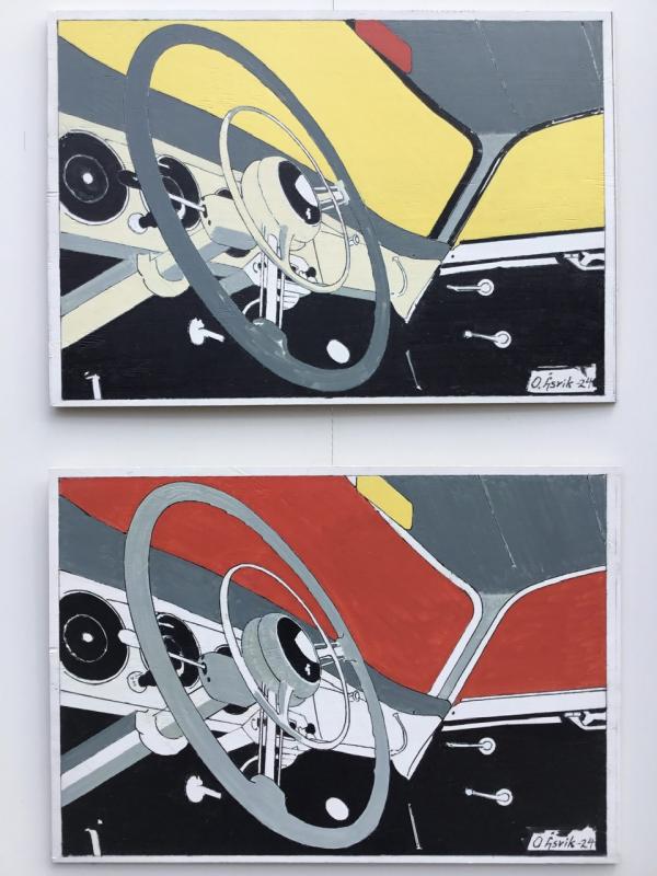 Steering Wheel I,II  olja på duk  a’ 50 x 70 cm  2024