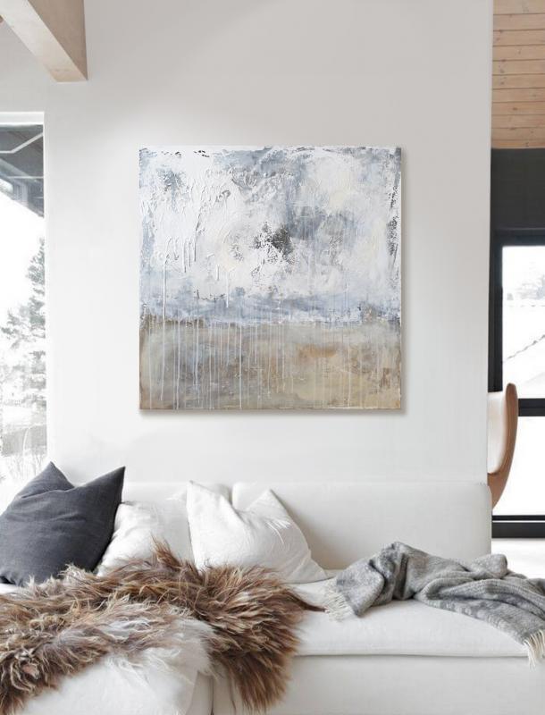 "DEWY BEACH" •  90H x 90W cm •  Acrylic + mixed media • 2021