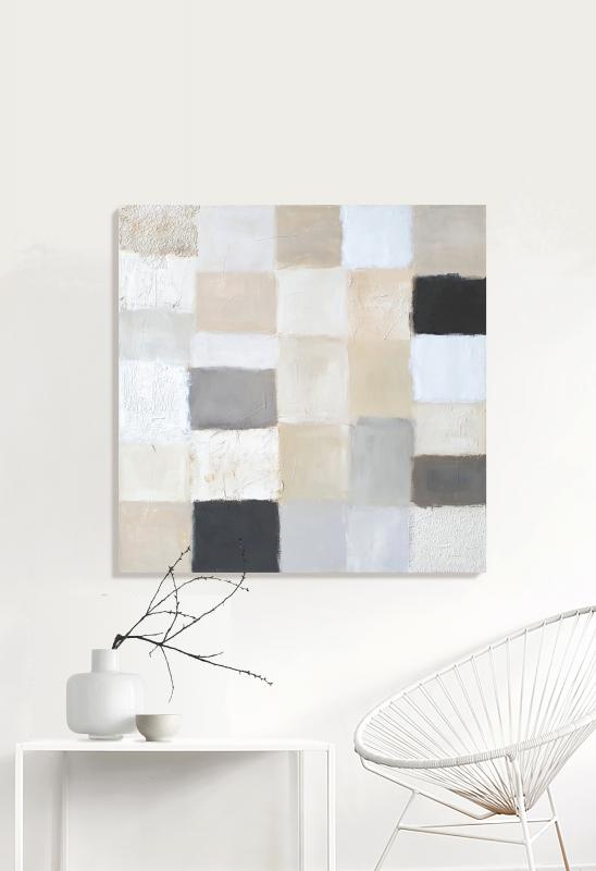 "TAUPE QUILT" • 100 x 100 cm • Acrylic + mixed media • 2020