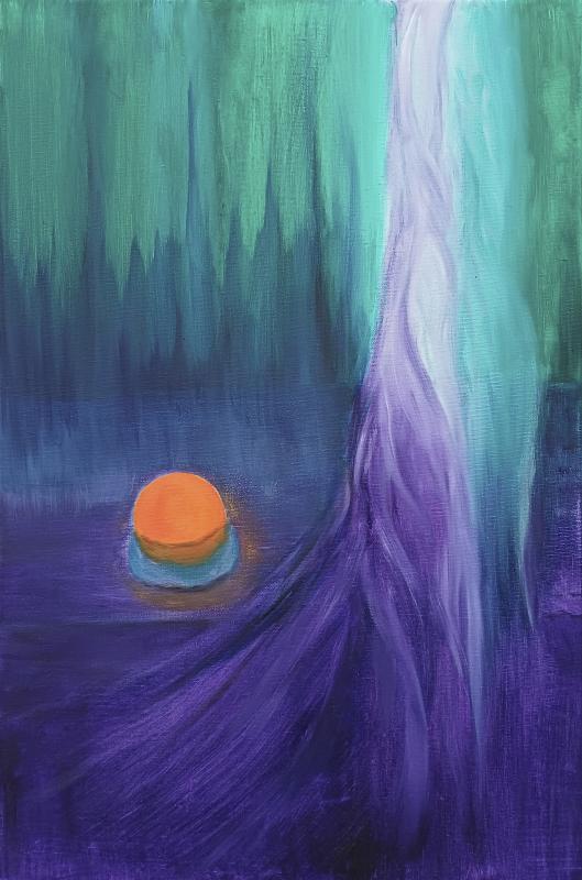 Sari-Aino Tolonen, "Salaisuus paljastuu", öljy kankaalle, 60 x 40 cm, 2025