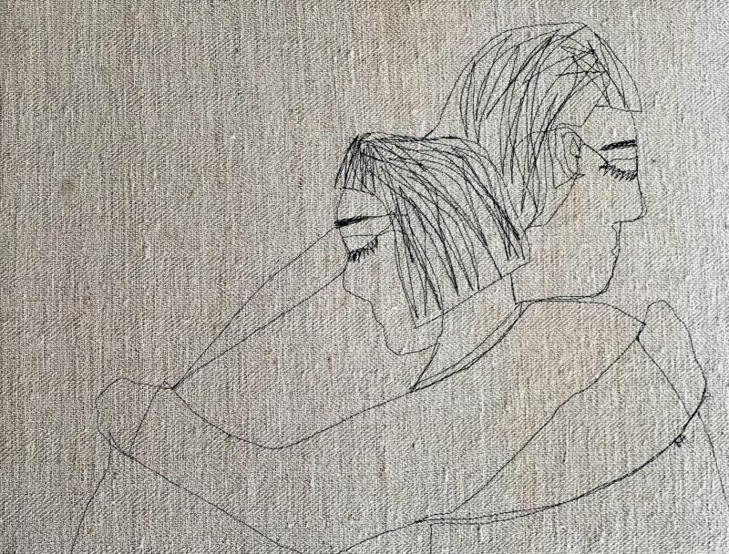 Pellava, ommel,  2020, 45x35cm