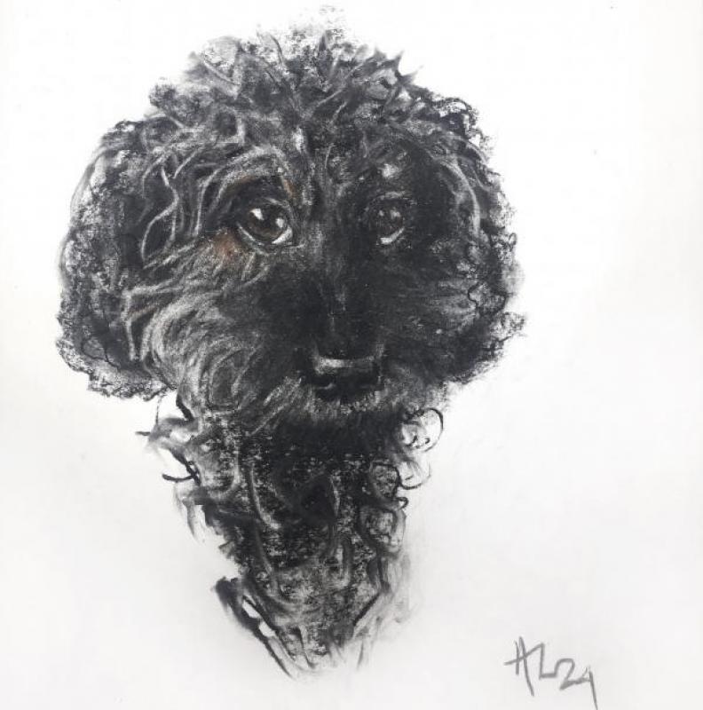 Aallonmurtaja, akryyli ja sulka, 2021