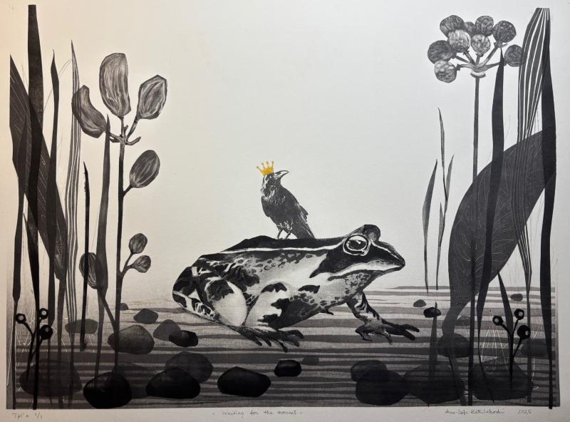 Waiting for the moment, blandteknik/sekatekniikka bildyta/kuva-ala 44 x 58 cm