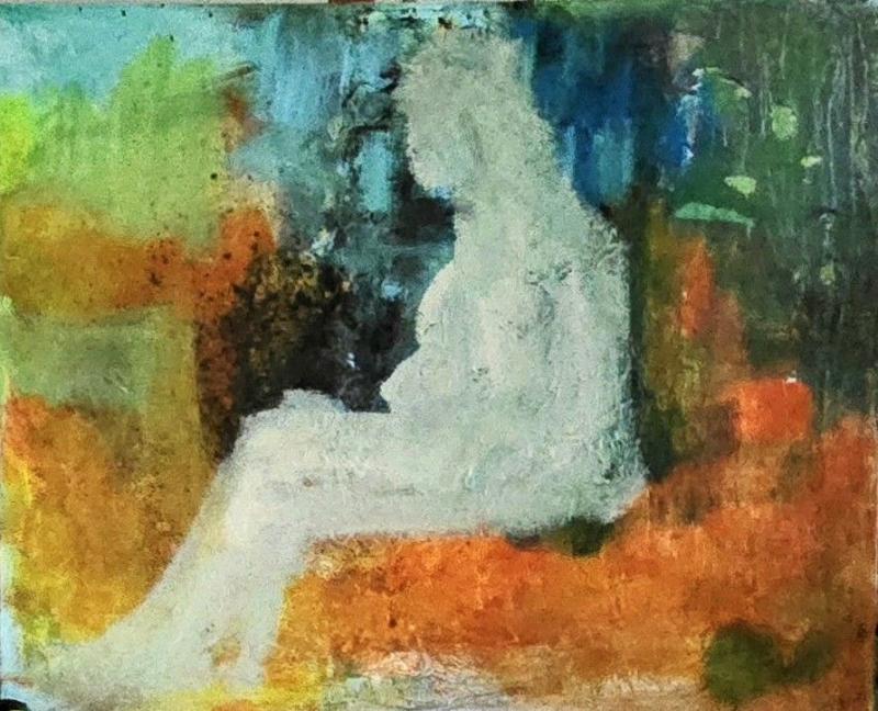 Maija Vanhatapio: Ananymous, akryyli kangaslevylle, 50x61 cm, 2025