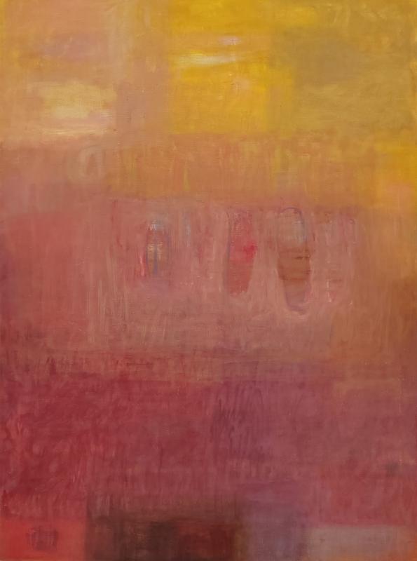 Heli Maristo, Kypsymässä, tempera ja öljy kankaalle, 100cm x 75 cm, 2025