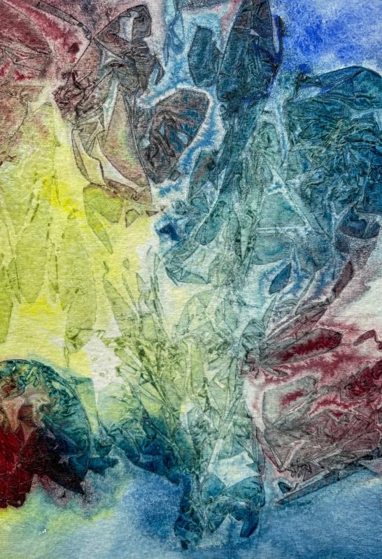 Konstnär; Monique Lundberg, Titel; "Färgsprak", Teknik; Måleri, Akvarell, Mått; 21x16cm, Årtal; 2026