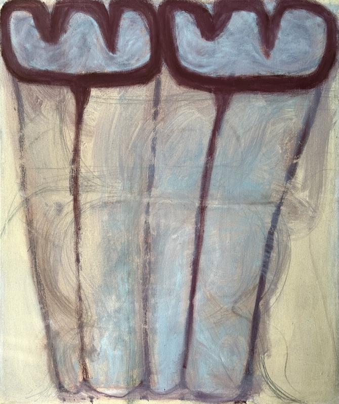 Luonteva yhteys, 101 x 84 cm, öljy ja hiili kankaalle, 2025