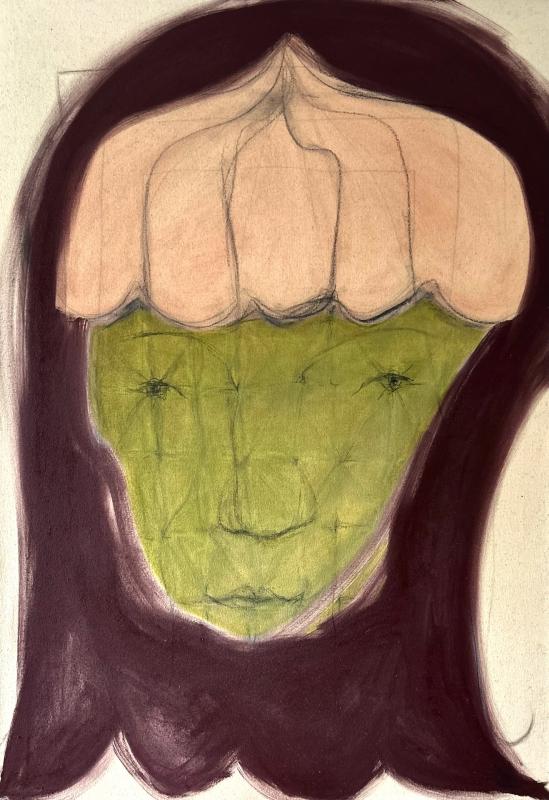 Mietin vielä sitä (moninaisuutta), 100 x 70 cm, öljy ja hiili kankaalle, 2025