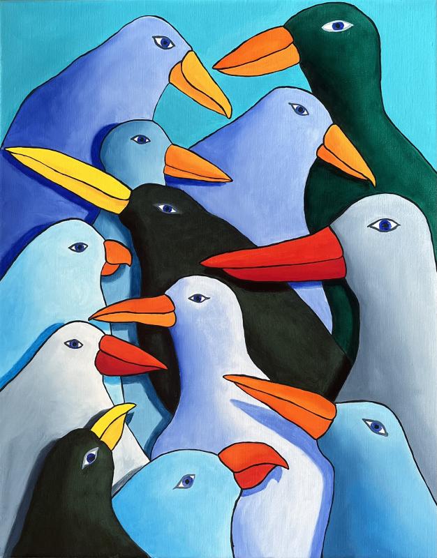 Pia Kääpä, Fåglar, 40x50, olja på duk, 2025