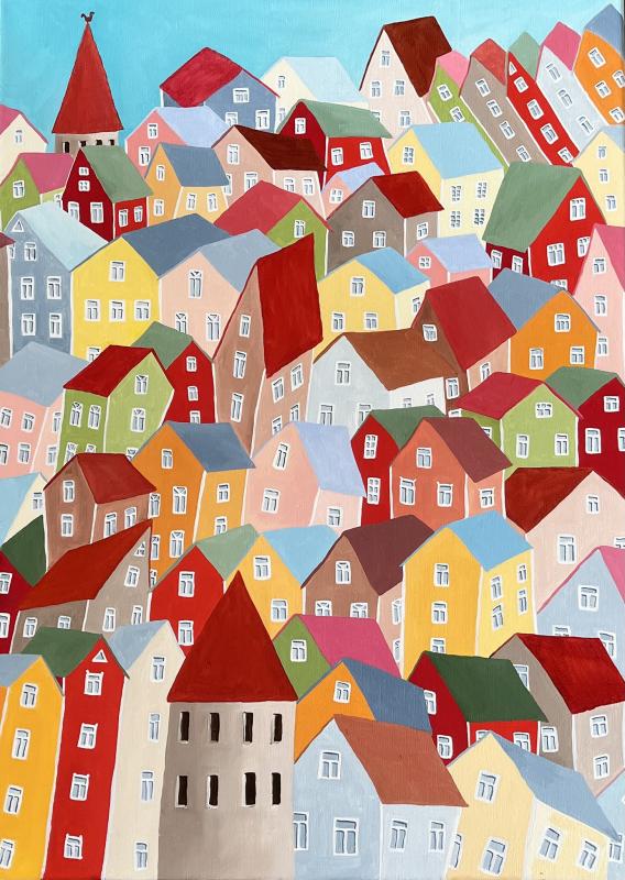 Pia Kääpä, Stad, 50x70, olja på duk, 2025