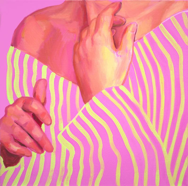 Pretty in Pink, 48 x 48 cm, akryyli ja öljy kankaalle, 2025