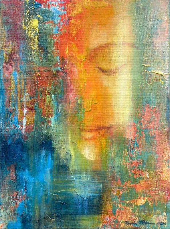 Paula Pitkänen, Kevään odottaja, akryyli kankaalle, 40x30 cm, 2025