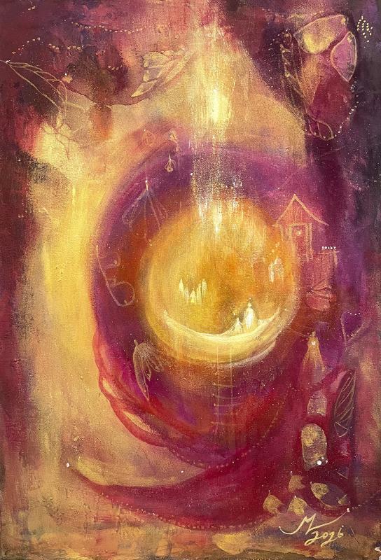 Marianne Lukkarinen, Yhdessä, akryyli, 40x70, 2026 