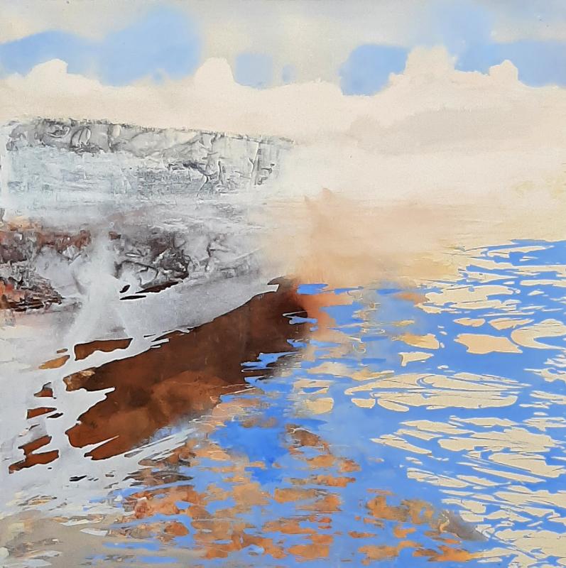 Blåa tecken akryl 100x100cm