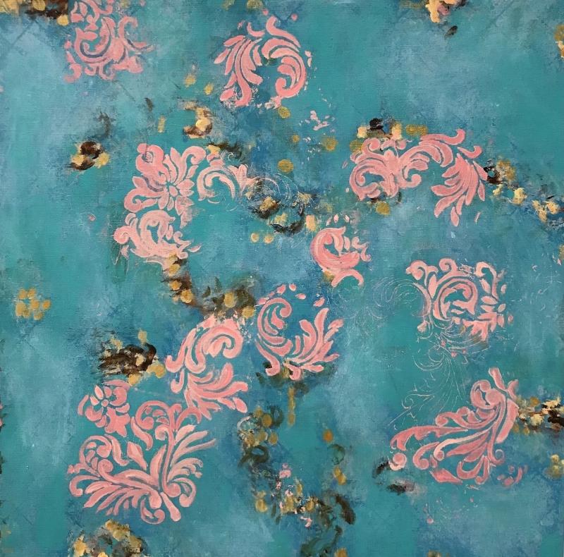 Hiljaisuuden maailma, akryyli ja vaha kankaalle, 50 x 50 cm, 2025