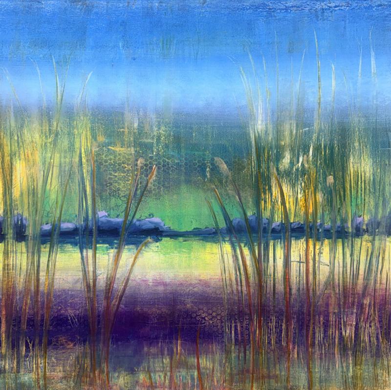 Vicky Maaranen, Kaislat kulkureitillä, kylmävaha öljy kankaalle, 90 cm X 90 cm, 2025