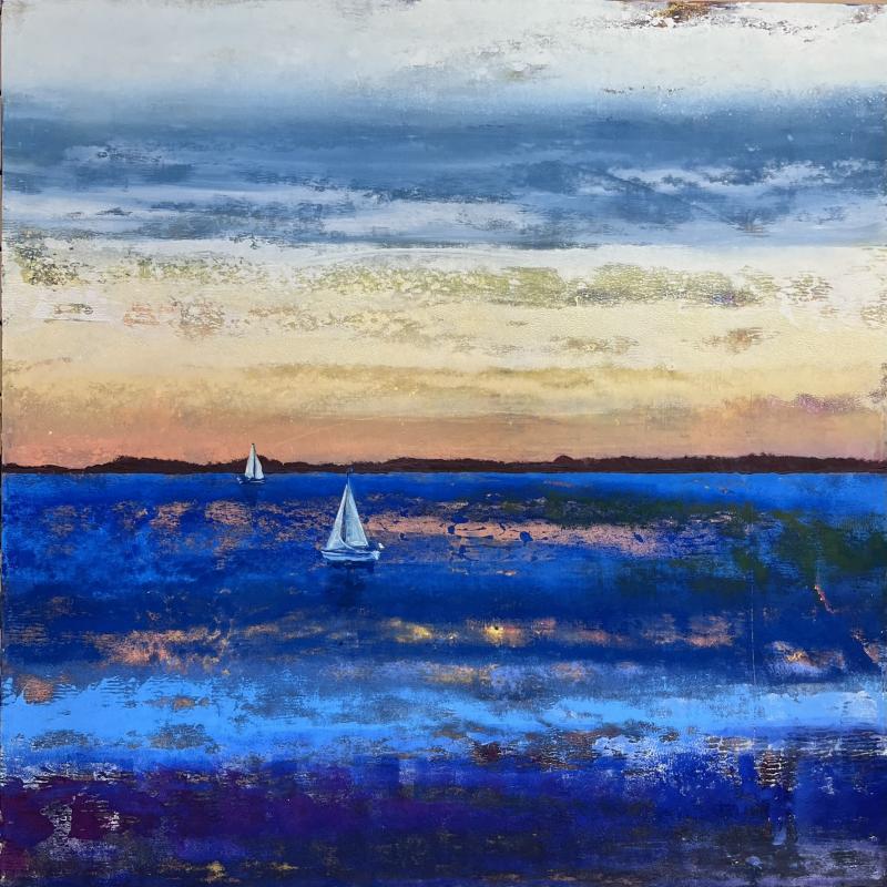 Vicky Maaranen, Häivähdys horisontissa, kylmävaha öljy koivuvanerille, 80 cm X 80 cm, 2025