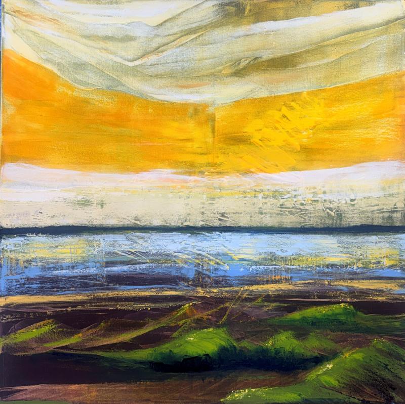 Vicky Maaranen, Rajapinnan muisto, kylmävaha öljy kankaalle, 90 cm X 90 cm, 2025