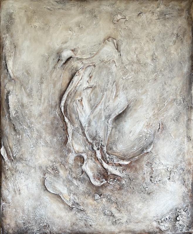 Emmi Ohraniemi, The Essence of Life, mixed media på duk I sekatekniikka kankaalle I mixed media on canvas, 110x90cm, 2025