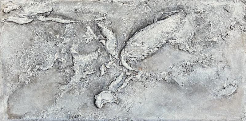 Emmi Ohraniemi, I saw you in my dreams, mixed media på duk I sekatekniikka kankaalle I mixed media on canvas, 30x60cm, 2025