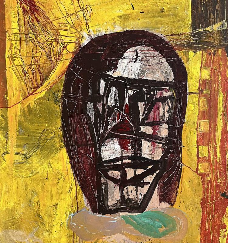 Kivikasvo 2026, akryylimaalaus kankaalle, 100x 80cm