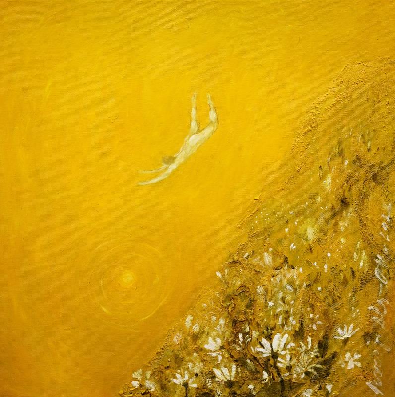 Merja Ala-Olla, Auringonkylpijä, öljymaalaus, 40 x 40cm, 2026