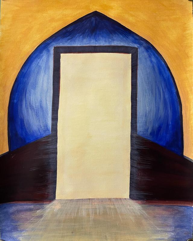 Nina Lappalainen, Uutta kohti, tempera paperille, 35 x 25 [cm], 2026