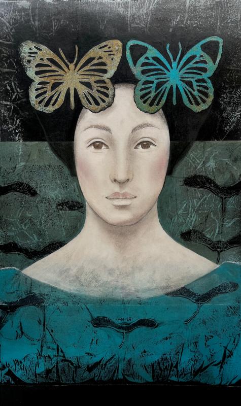 Suvi Mannonen, FIAMETTA, monitekniikka paperille, 2025