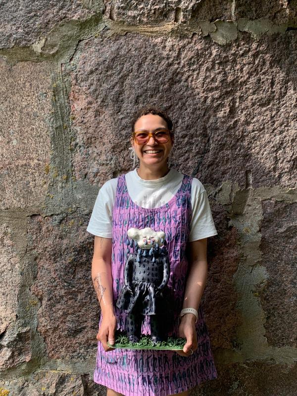 Me and my ceramic sculpture Wanderer