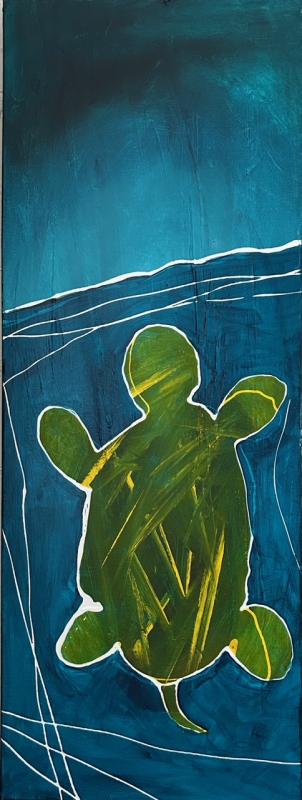 Raimo Mattsson, In the Ocean, 2025, 30cm x 80cm, akryl på canvas