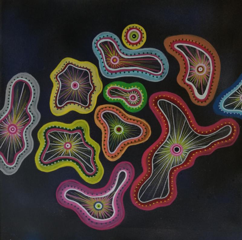 Seija Kääriäinen, Solukkoa, Akryyli 40x40cm 2025 