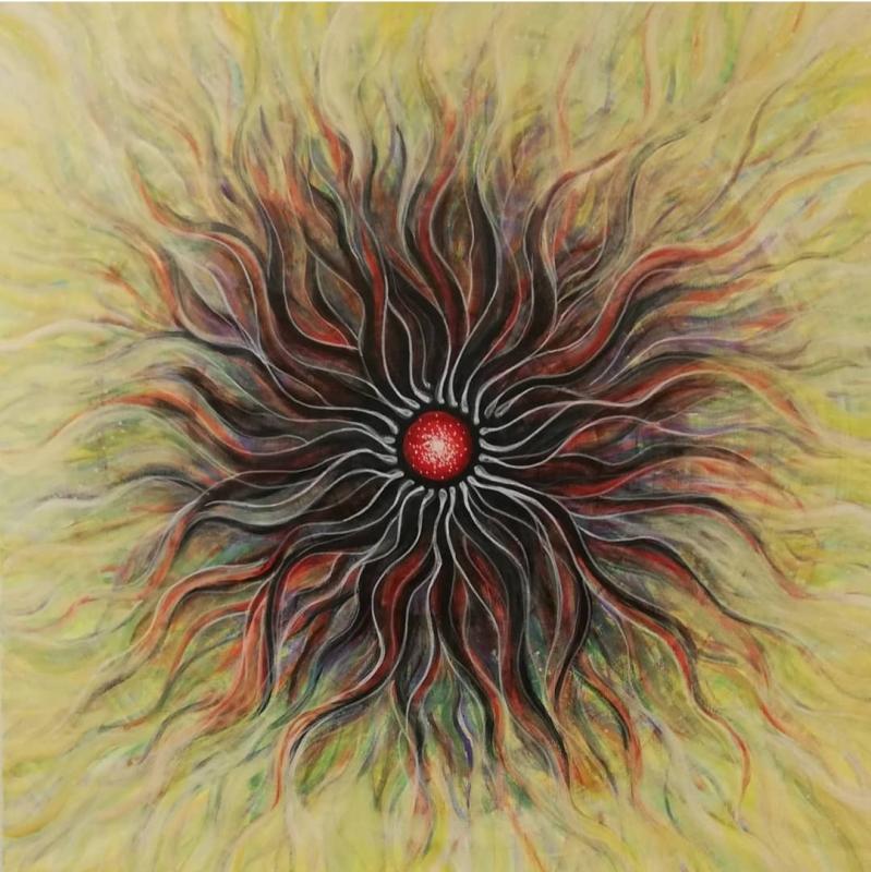 Seija Kääriäinen, Magnetismi, Akryyli, 60x60 cm, 2022