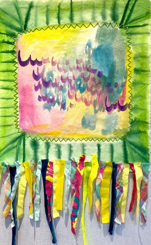 Revontulien mailla, 66x45, kirjonta maalatulle kankaalle, 2026