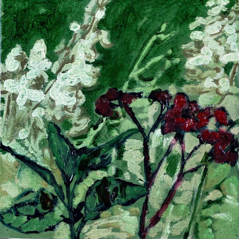 Botanica I, öljy-ja akryyliväri kankaalle, 20cm x 20cm, 2025