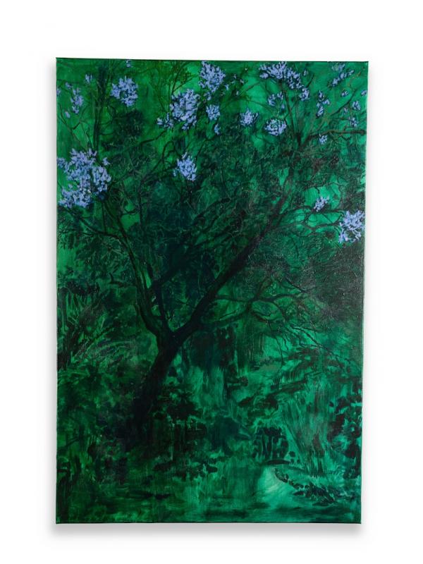 Jakaranda II, öljy-ja akryyliväri kankaalle, 180cm x 120cm, 2025