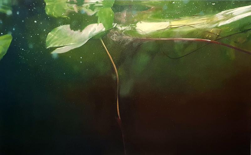 Johanna mäkitalo, Pehmeän kosketus, 2024, öljy kankaalle, 100 x 160 cm