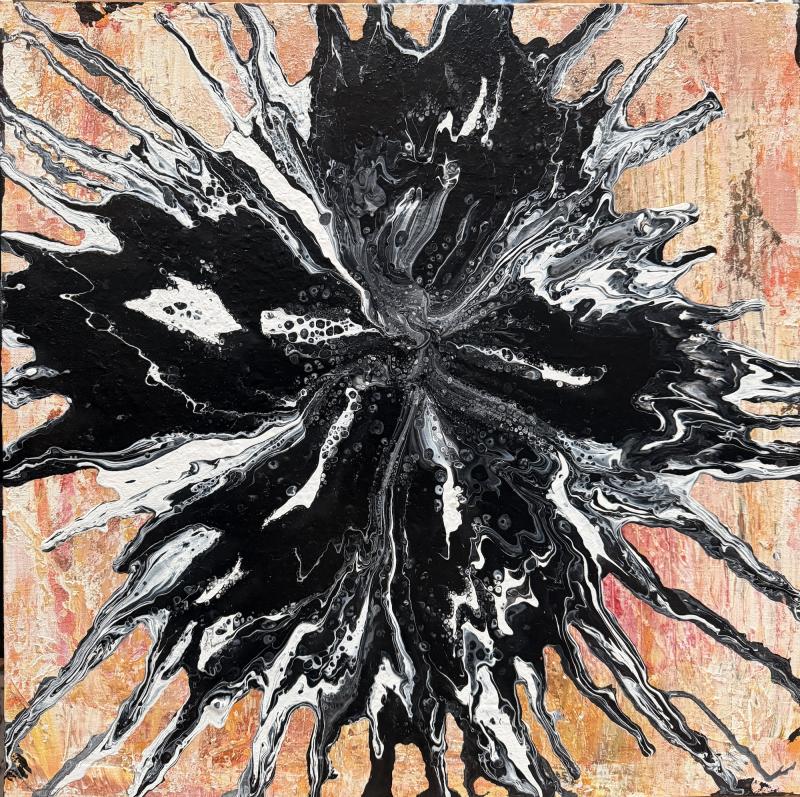 Youngok Kim Brozek - Impact and compression, Acrilyc Painting on Canvas, 40cm x 50cm, 2025