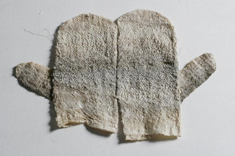 Terhi Heino. Horisontti lapaset. Kalan nahka, ommel.30 x 30cm