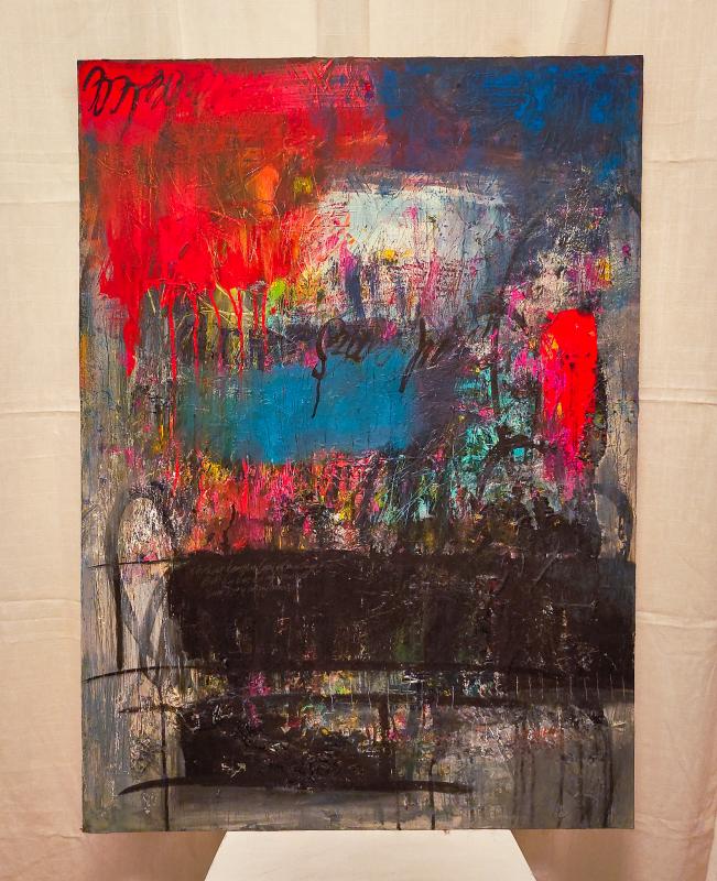 Noora Kosunen, "Poikkiteloin", 92x66cm, sekatekniikka puulle, 2026