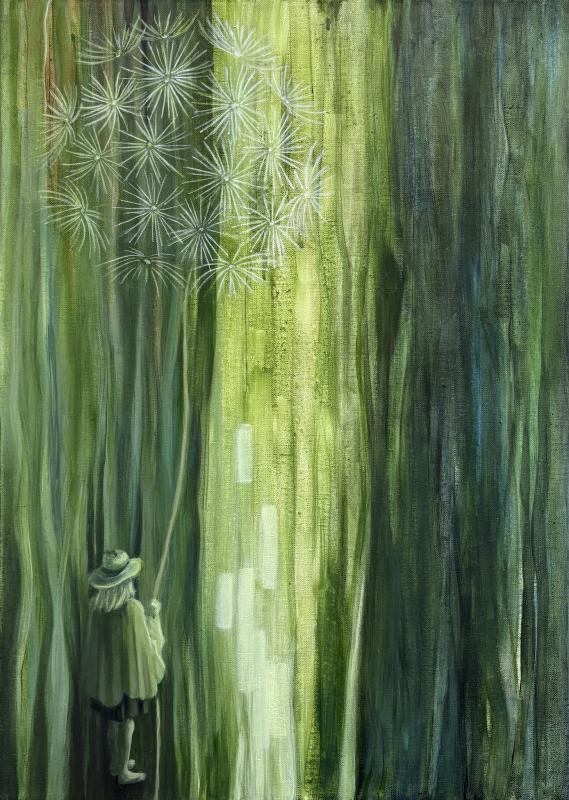 Kristiina Lempiäinen-Trzaska, Uppgift, 2025, akryl på duk, 70 x 50 cm / Tehtävä, 2025, akryyli kankaalle, 70 x 50 cm / Task, 2025, acrylic on canvas, 70 x 50 cm