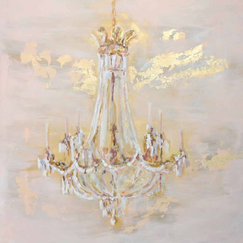 Rose Chandelier, 100 x 100 cm, akryyli ja lyöntimetalli kankaalle, 2024