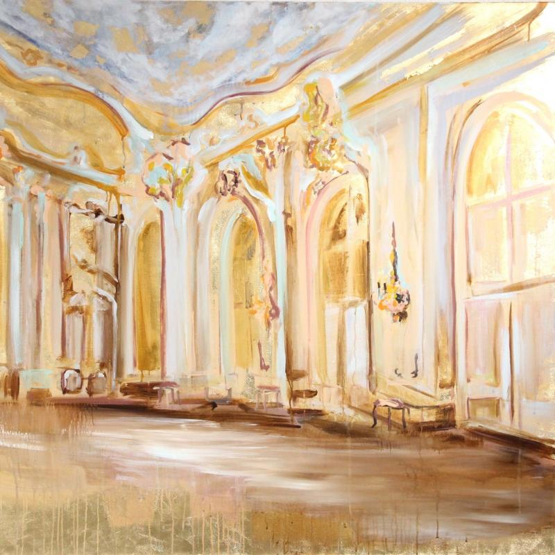 Ceremonial Hall, 140x140 cm, akryyli ja lyöntimetalli kankaalle 2025