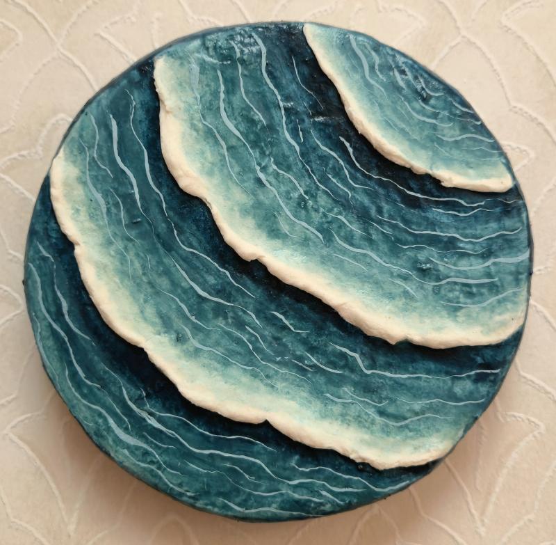 Flow 26, skulptur och äggtempera på duk, 10cm, 2026