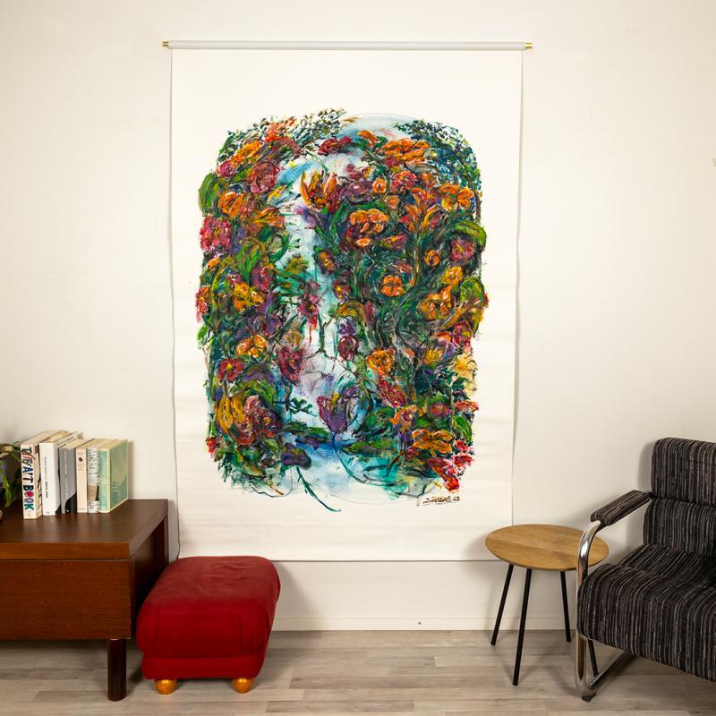 Janne Autio, Blindflow, 120 x 165cm. Akryyli rullaverhoon. Vuosi 2023 