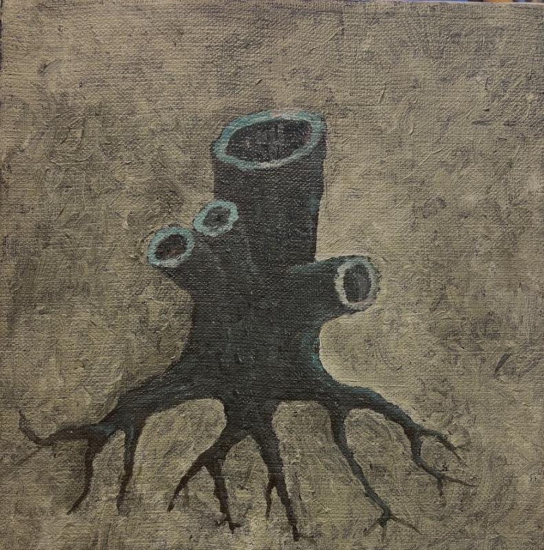 Grey gardens 20 x 20 olja 2023