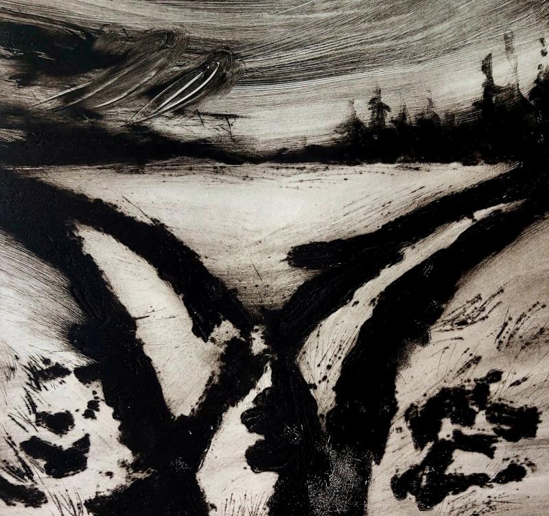 Ei pidä kiintyä / 2025 / kuivaneula, carborundum